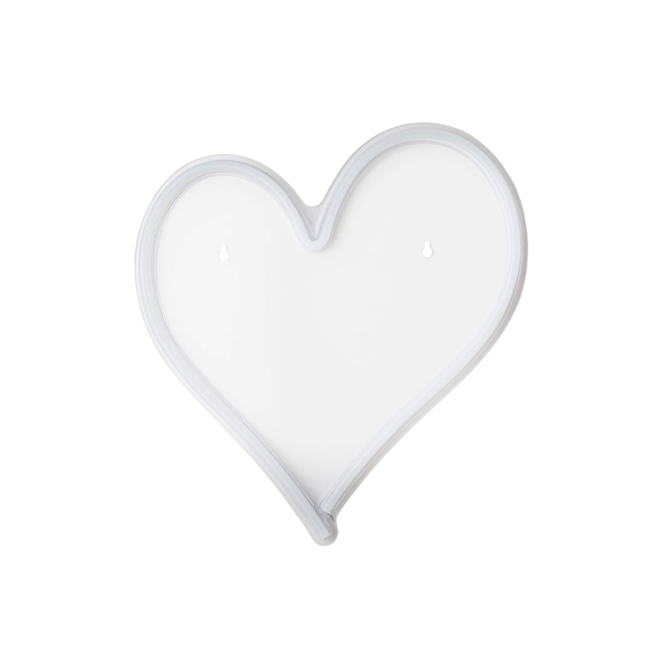 image 1 of ValueLights Heart neon Heart Neon White Illuminated Decoration and Integrated LED 3W Pink Bulb