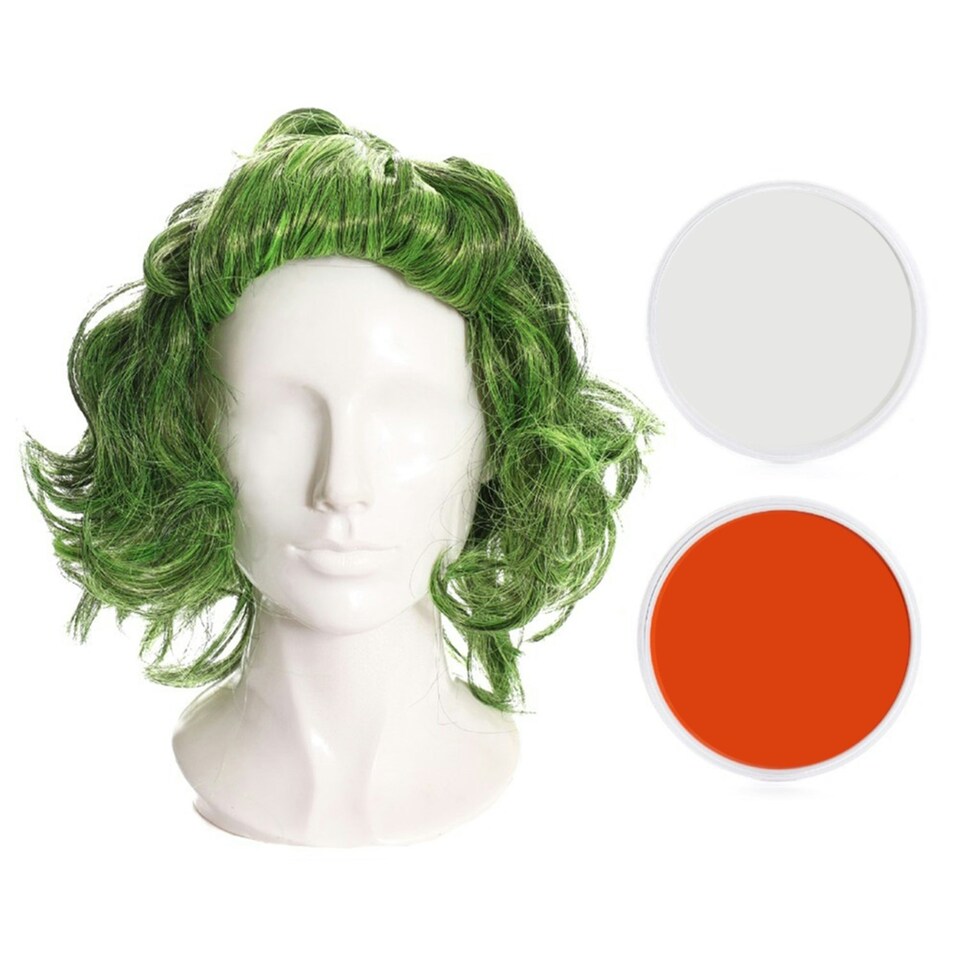 image 1 of Factory Worker Accessory Set - Wig & Face Paint Green | One Size