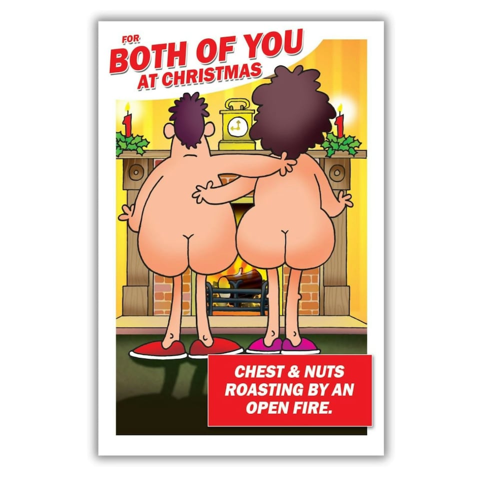 Emotional Rescue Couple Christmas Card, Funny Chest & Nuts Xmas Card for Both of You, Multi-Coloured, 22.8 x 15.2 cms
