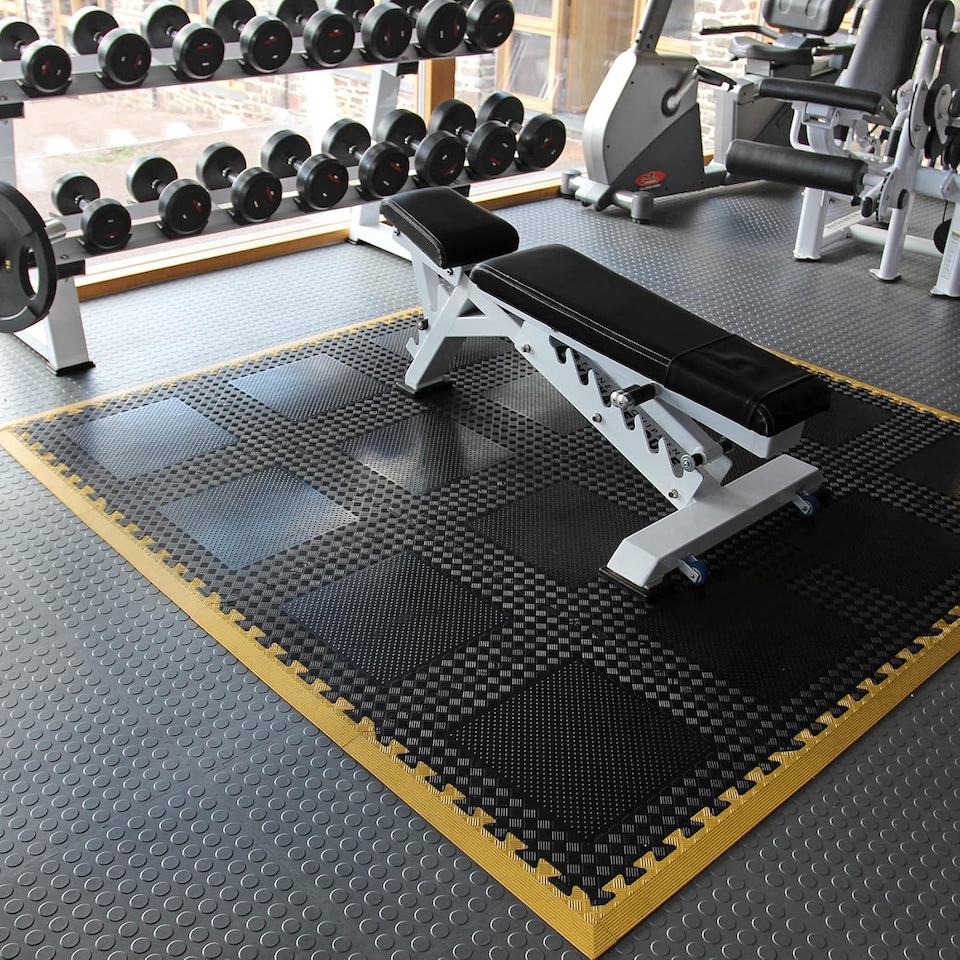 image 1 of Actiasmat – Heavy Duty Interlocking Rubber Gym Mats | 50cm x 50cm x 12mm | Set of 4 Non-Slip Tiles for Home Gym, Garage & Commercial Use