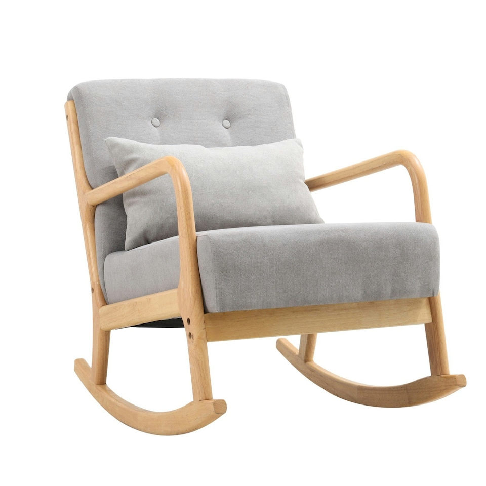 image 1 of Living and Home Contemporary Linen Buttoned Rocking Chair