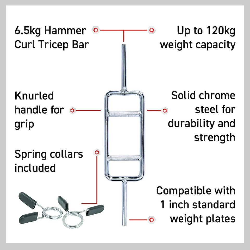 image 1 of Body Revolution Hammer Curl Bar 1" Standard Silver