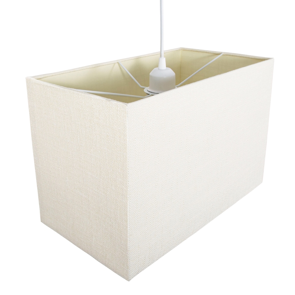 image 1 of Large Rectangular Cream Linen Fabric Lamp Shade for Table and Floor Lamp Bases | Cream