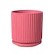 image 1 of Ceramic Ribbed Indoor Plant Pot and Saucer Rosa - H17.5cm