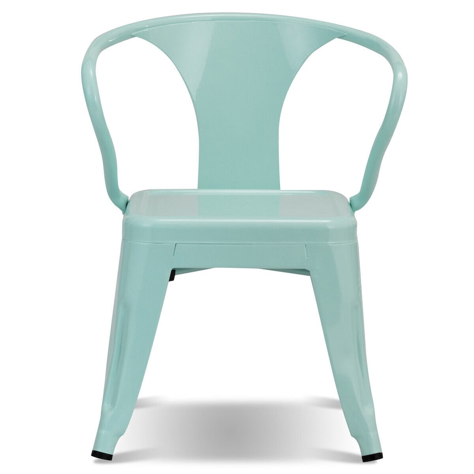 image 1 of COSTWAY Steel Kids Chair Set of 2 with Backrest Blue