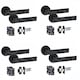 image 1 of Golden Grace 4 Pairs Modern Nova Design Premium Door Handles on Round Rose in Matt Black Finish with 3" Ball Bearing Hinges and 2.5" Tubular Latch | Black | 4 Pairs