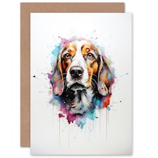 Beagle Dog Lovers Gift Watercolour Pet Portrait Art Card