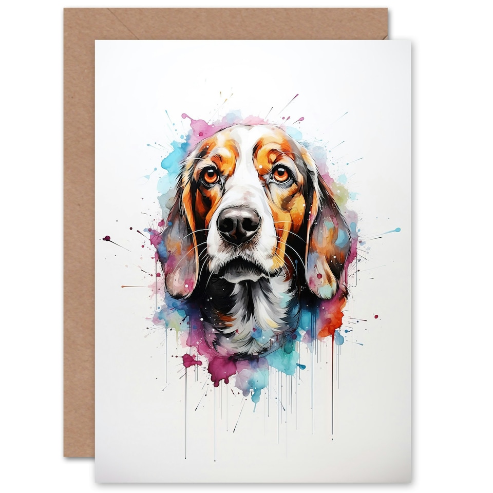 image 1 of Beagle Dog Lovers Gift Watercolour Pet Portrait Art Card