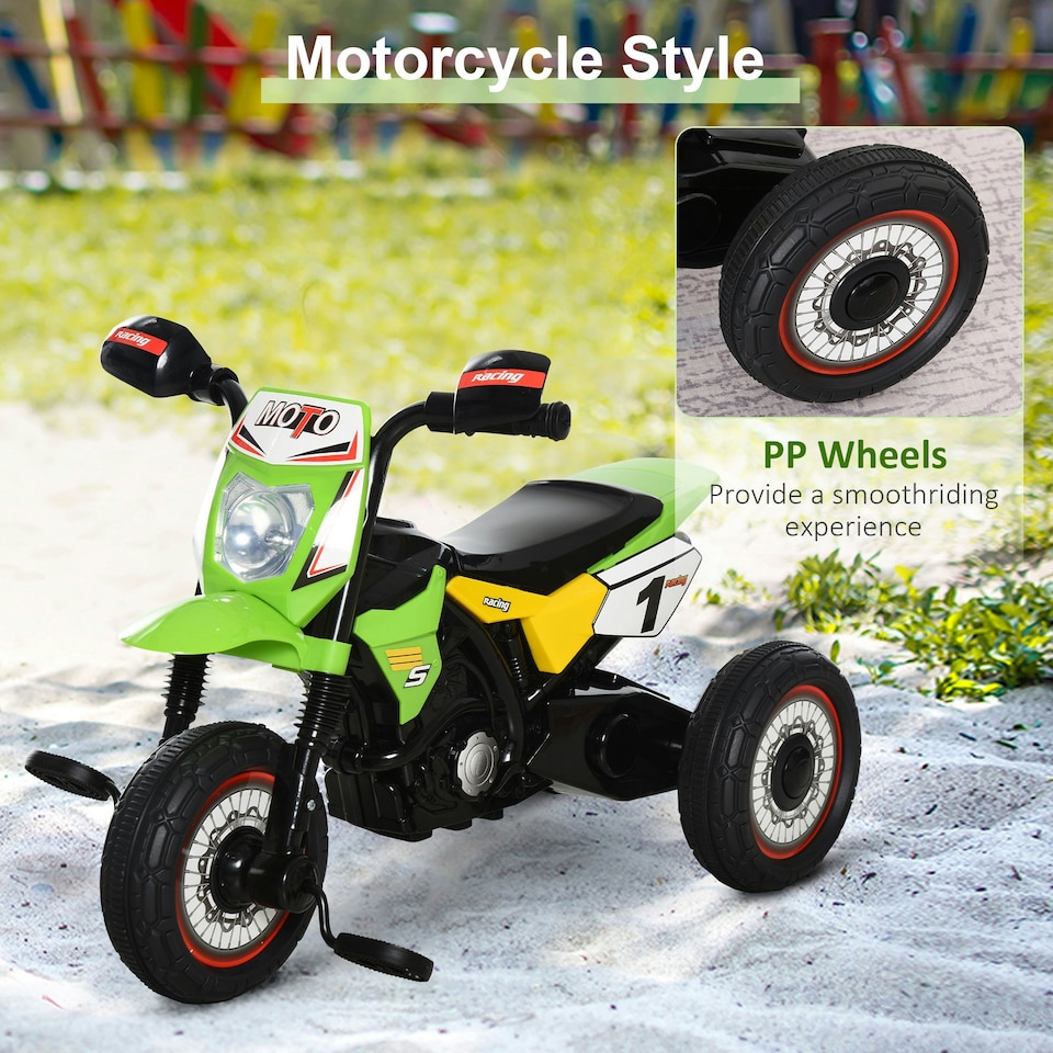image 1 of HOMCOM Toddler Pedal Tricycle Ride-On Learning Music Lights 18-36 Months Green
