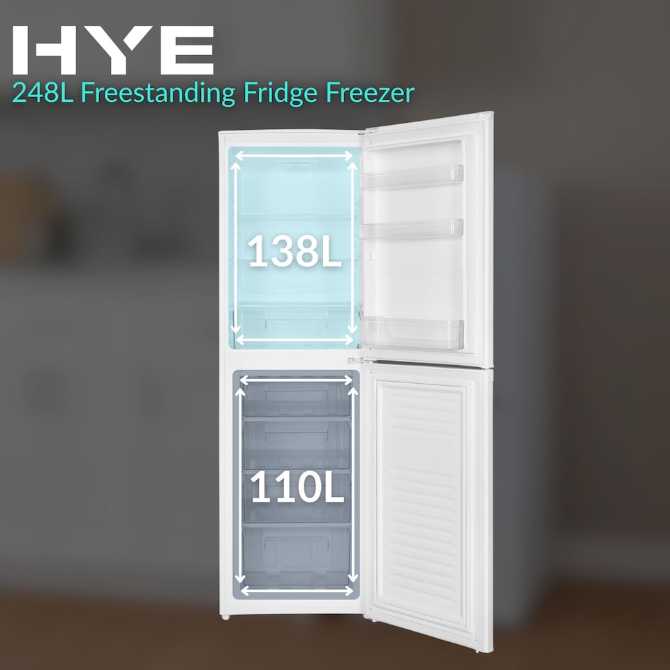 image 1 of HYE 50-50 Freestanding Fridge Freezer, 248 Litre, 55cm, White - RF01FF248W01