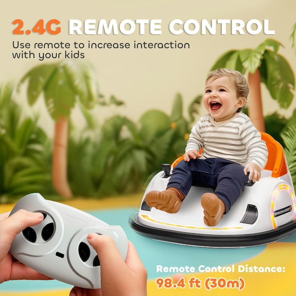 image 1 of AIYAPLAY 360° Rotation 12V Kids Bumper Car w/ Remote Control, Orange