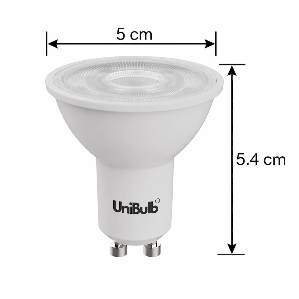 image 1 of UniBulb LED GU10 345lm 3.6W (Replaces 50W) 6500K (Daylight) Spotlight Downlight Light Bulb - Pack of 6