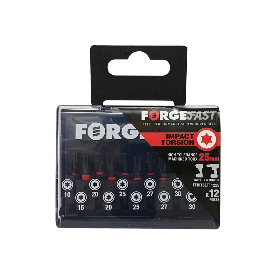 Forgefix Forgefast Torx Compatible Impact Bit Set, 12 Piece - Black Phosphate - One Size