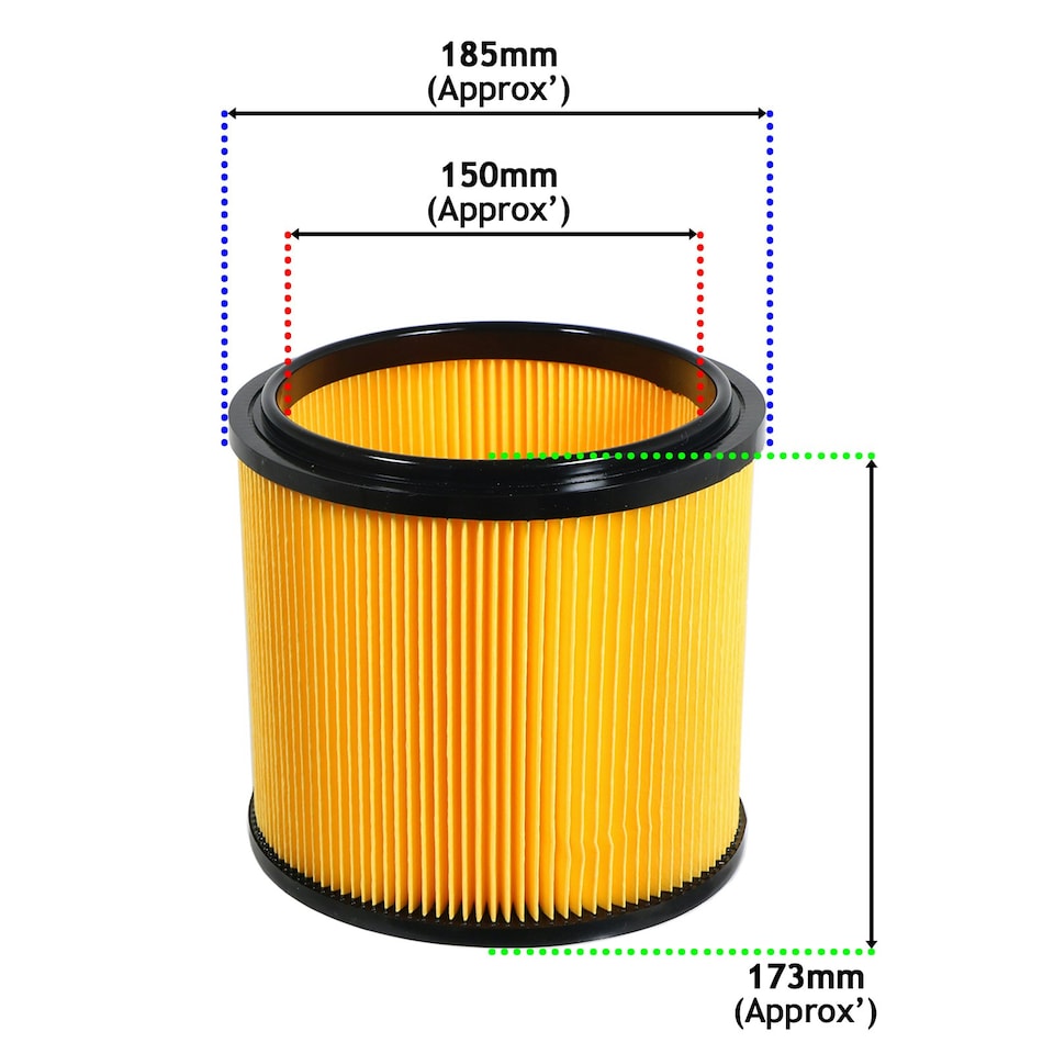 image 1 of SPARES2GO Wet & Dry Cartridge Filter compatible with Grizzly NTS 1423-S Inox Vacuum Cleaner