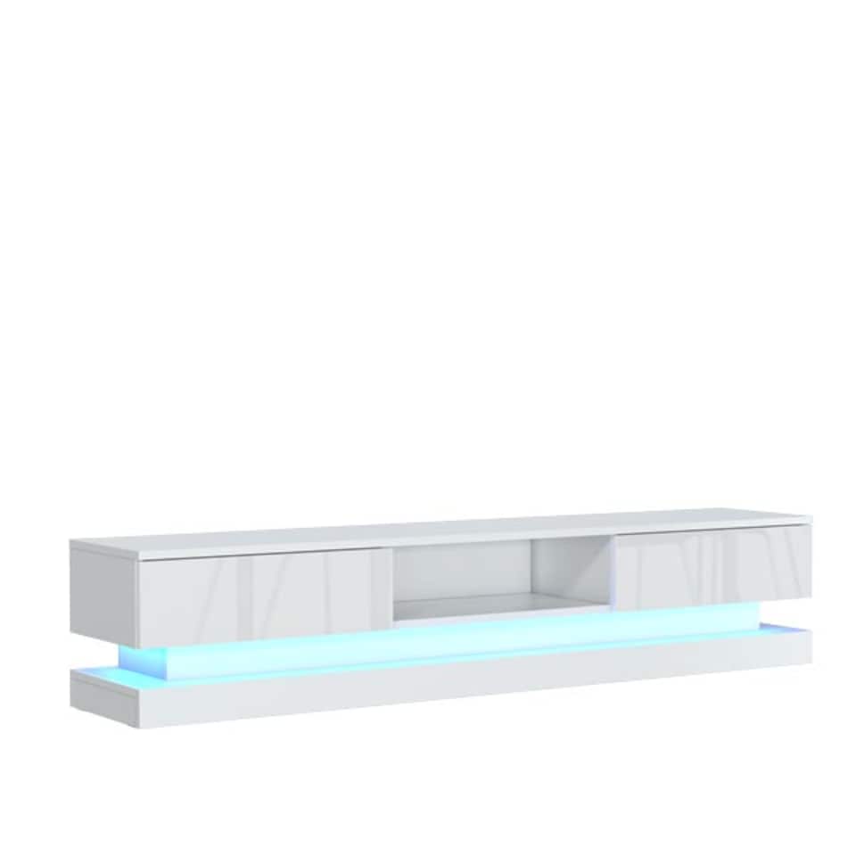 image 1 of TV Unit TV Stand Media Cabinet Sideboard Grey High Gloss Doors LED 180cm