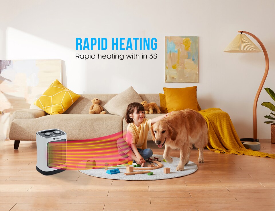 image 1 of 1800W Ceramic Tower Fan Heater with Automatic Oscillation White