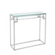 image 2 of Allure Tempered Glass Silver Finish Console Table Silver