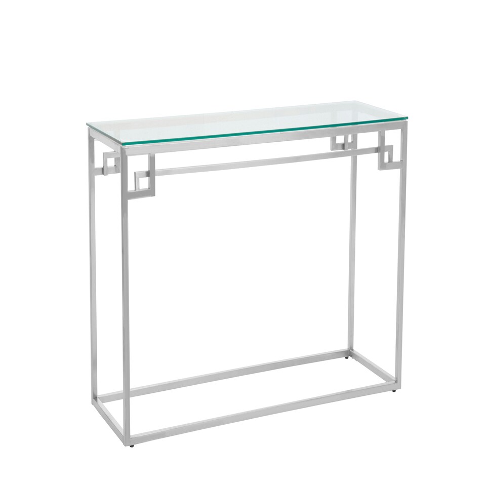 image 1 of Allure Tempered Glass Silver Finish Console Table Silver