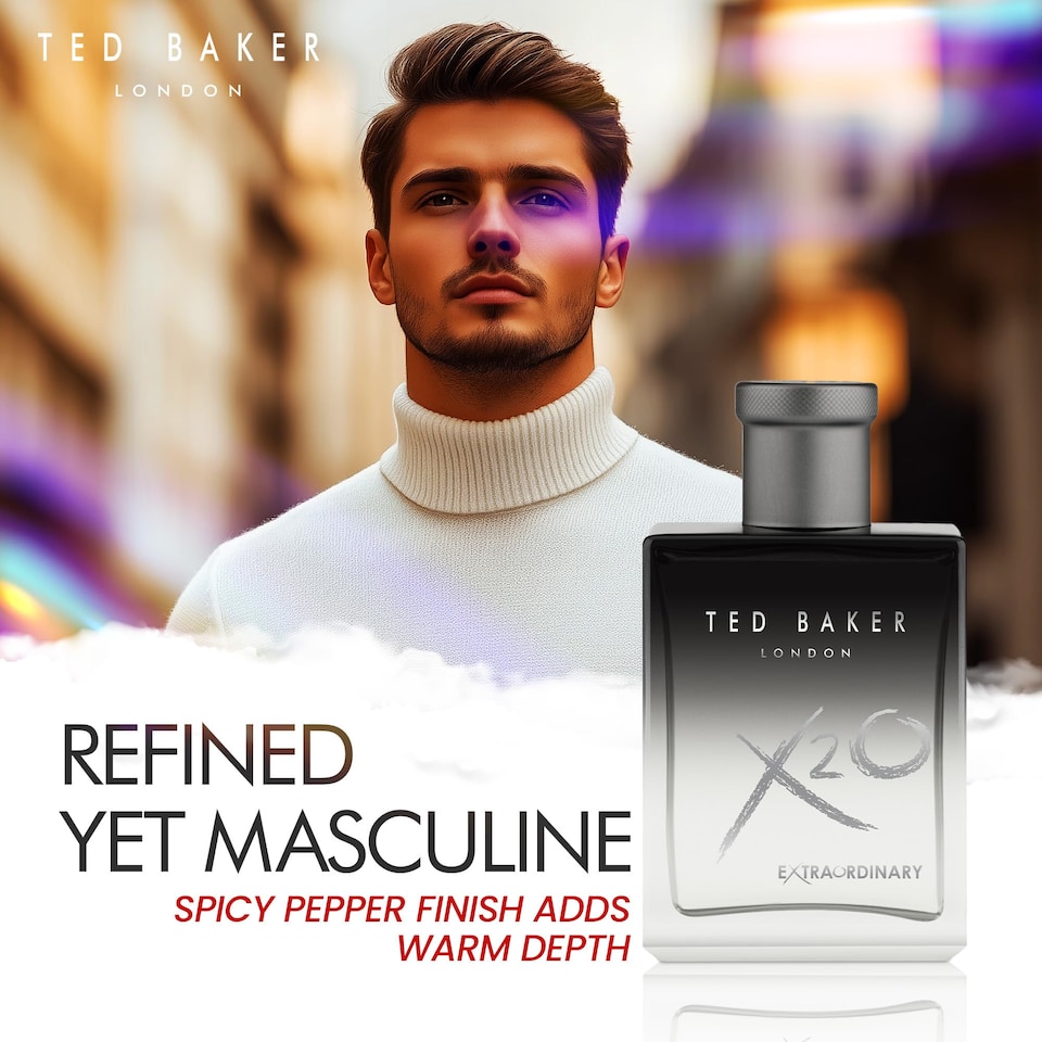 image 1 of Ted Baker X20 Men Eau de Toilette Perfume for Men, Oriental Fragrance Featuring Tangerine and Amber Notes, Spicy Pepper Finish, 100ml