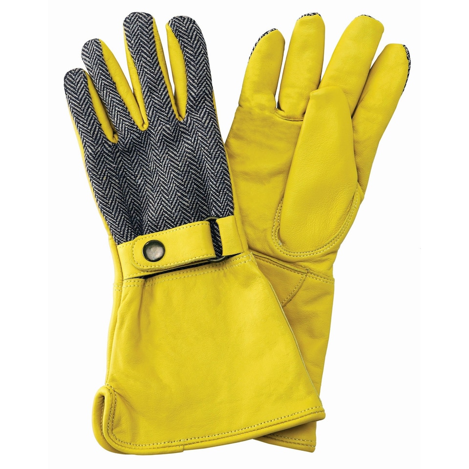 image 1 of Kent & Stowe Luxury Leather Gauntlet Gloves Ladies Medium Yellow