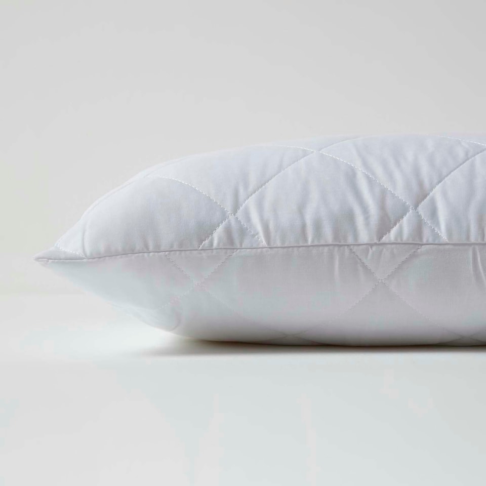 image 1 of Homescapes Cotton Rich Quilted Pillow Protectors - 80 x 80 cm - Pack of 4 White