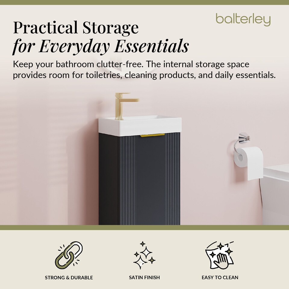 image 1 of Dark Grey 400mm Floor Standing Vanity Unit with Black Handle | Grey | Satin Soft Black | 1