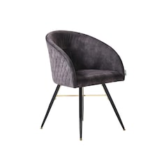 Single Vittorio Velvet Dining Chair with Black Metal Legs, Quilted Design Modern Accent Chair | Black