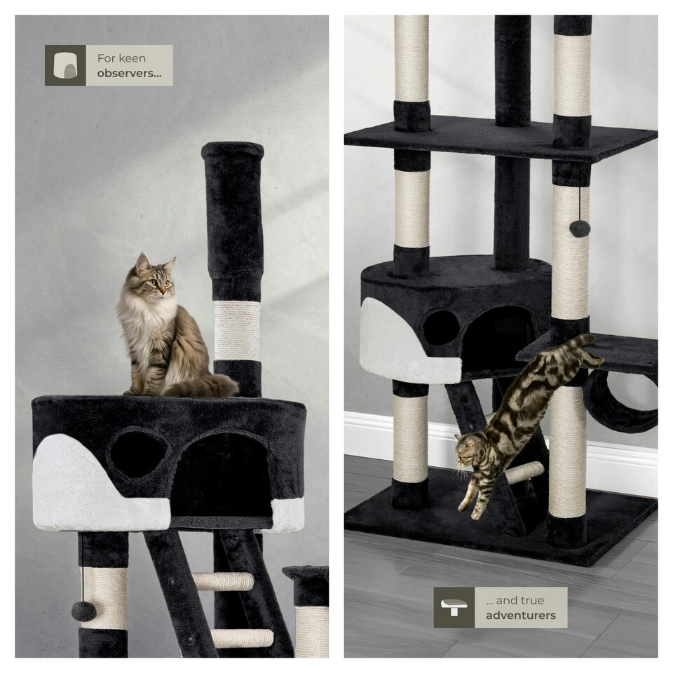 image 1 of Cat Tree Hansi - 243 to 260 cm, sisal cat scratching posts - Black/White