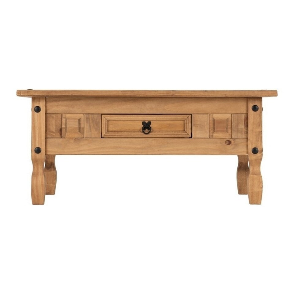 image 1 of Corona 1 Drawer Coffee Table - L61 x W100 x H45 cm - Distressed Waxed Pine Brown