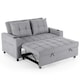 image 2 of Hudson 2-Seater Sofa Bed Linen Fabric with Cup Holders (Light Grey)