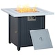 image 1 of Outsunny Outdoor Propane Gas Fire Pit Table w/ Lid and Lava Rocks, Black