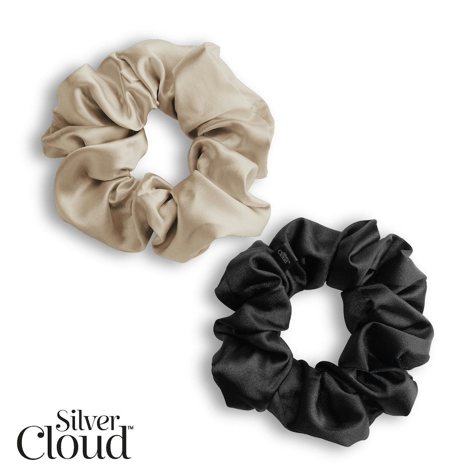 image 1 of Large Scrunchie Two-Pack - Black & Caramel