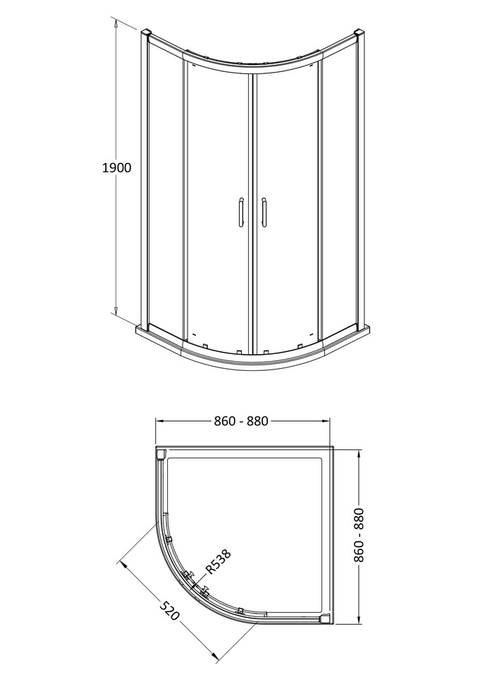 image 1 of Contemporary 8mm Glass Quadrant Shower Enclosure, 900 x 900mm, Matt Black | Black | Matt Black | 1