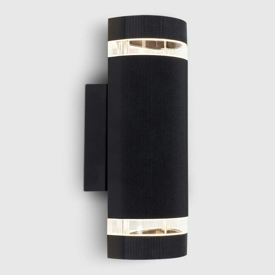 image 1 of ValueLights Black Ryston Outdoor Wall Up-Down Light with 5W Cool White Bulb