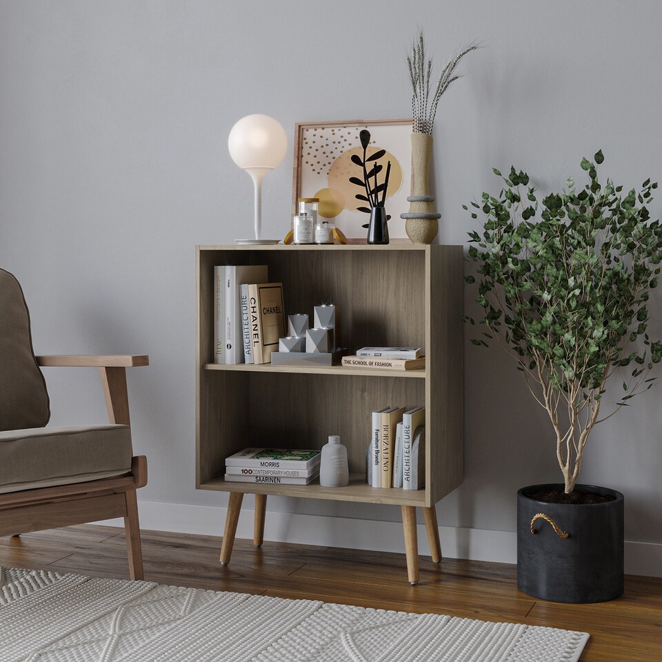 image 1 of 2-Tier Wooden Cabinet With Legs | Brown | Oak & Beech | 1