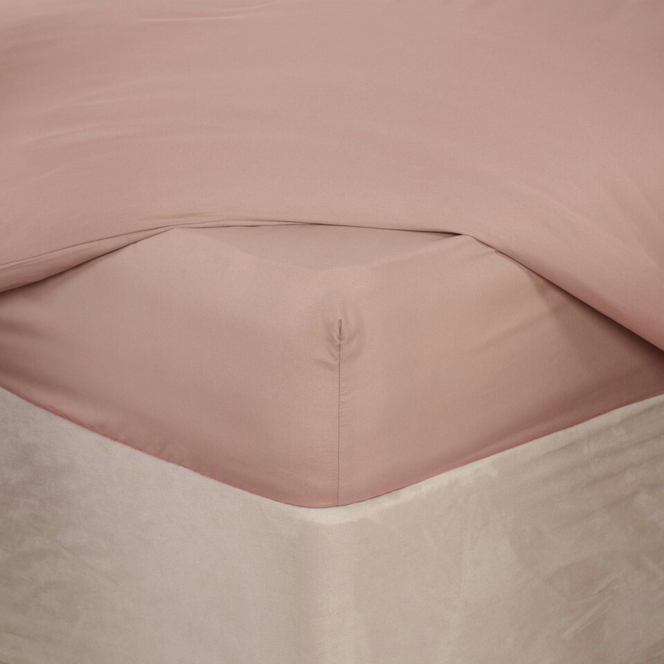 image 1 of OHS Soft Plain Fitted Bed 25cm Deep Elasticated Sheet, King - Blush Pink
