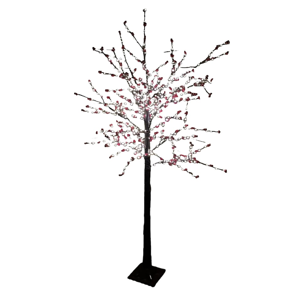 image 1 of 180cm 6ft Christmas Lit Black Twig Tree Red Berry 600 Warm White LED