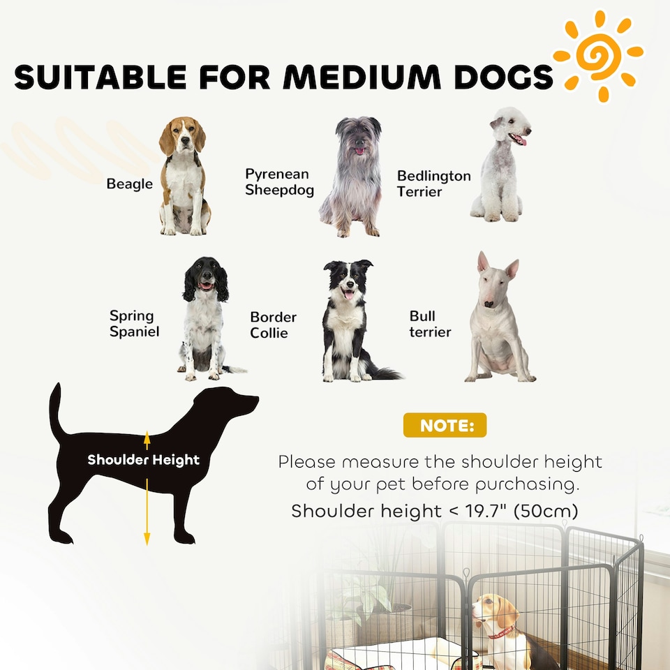 image 1 of PawHut Eight-Panel Dog Playpen with Door, for Indoor, Outdoor, 80cm Tall 