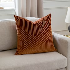 Paoletti Evoke Cut Velvet Cushion | Red | Brick | 55 x 55cm | 1