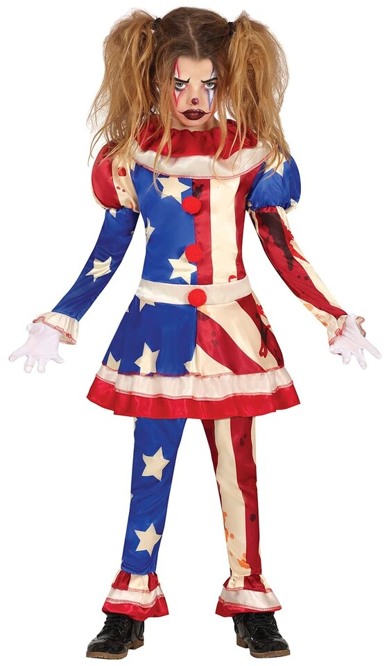 image 1 of Fancy Dress Child Patriot Clown Costume - 7-9 Years