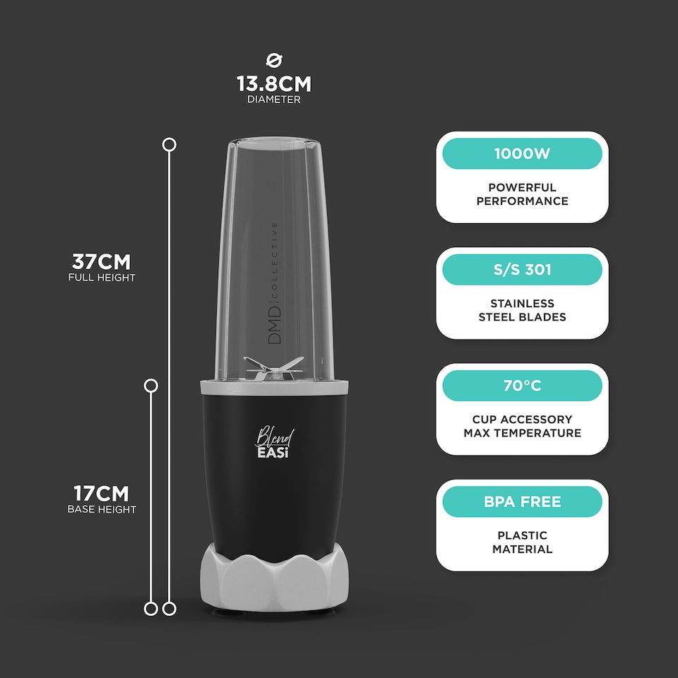 image 1 of DMD Nutri Bullet Smoothie Blender Starter Kit with 800ml Jug Beaker | Black