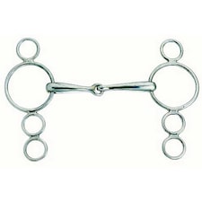 Korsteel Horses Stainless Steel Jointed 3 Ring Dutch Gag Bit - Silver - 6in