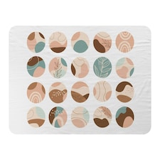 Round texture and floral icons in pastel colours (Blanket)