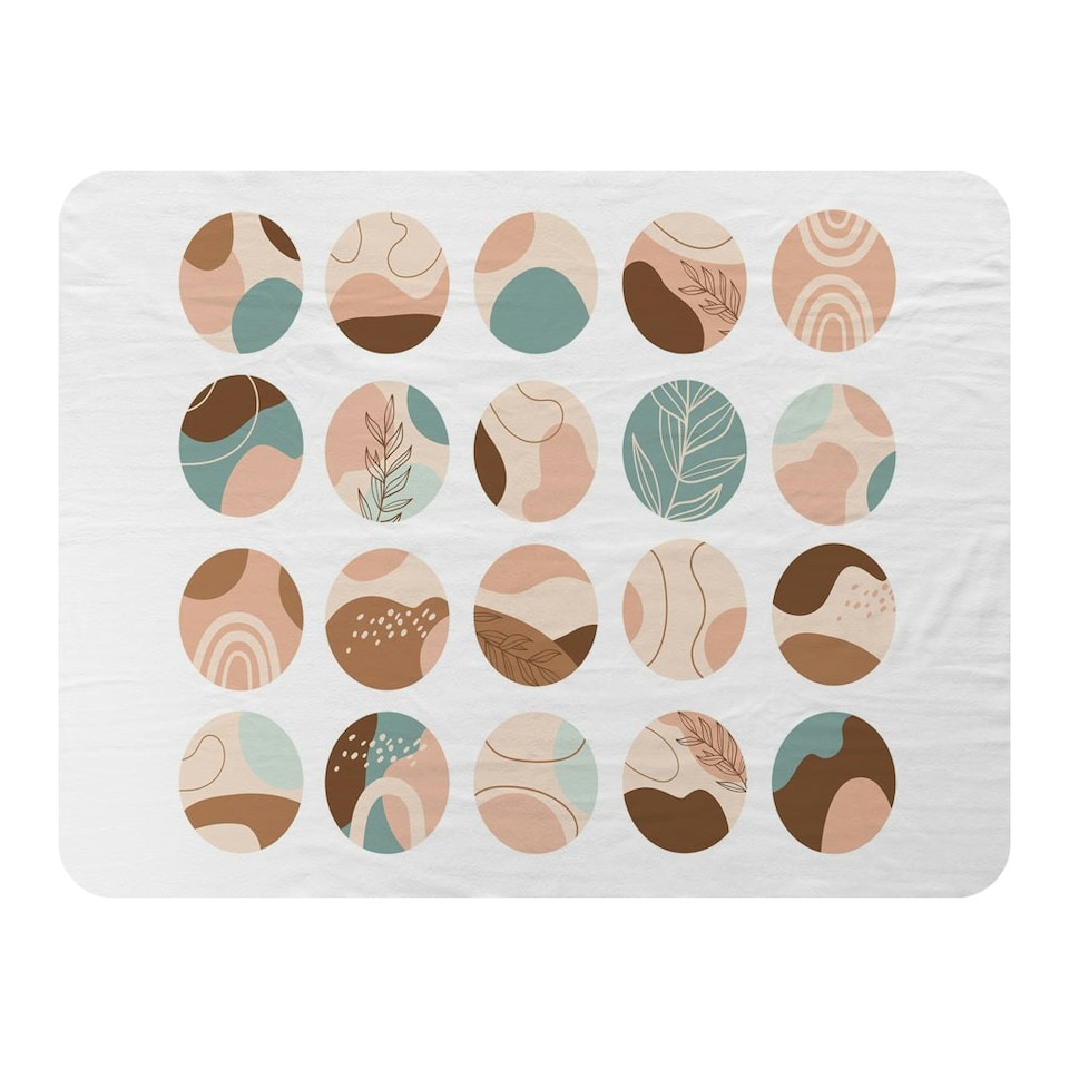 image 1 of Round texture and floral icons in pastel colours (Blanket)