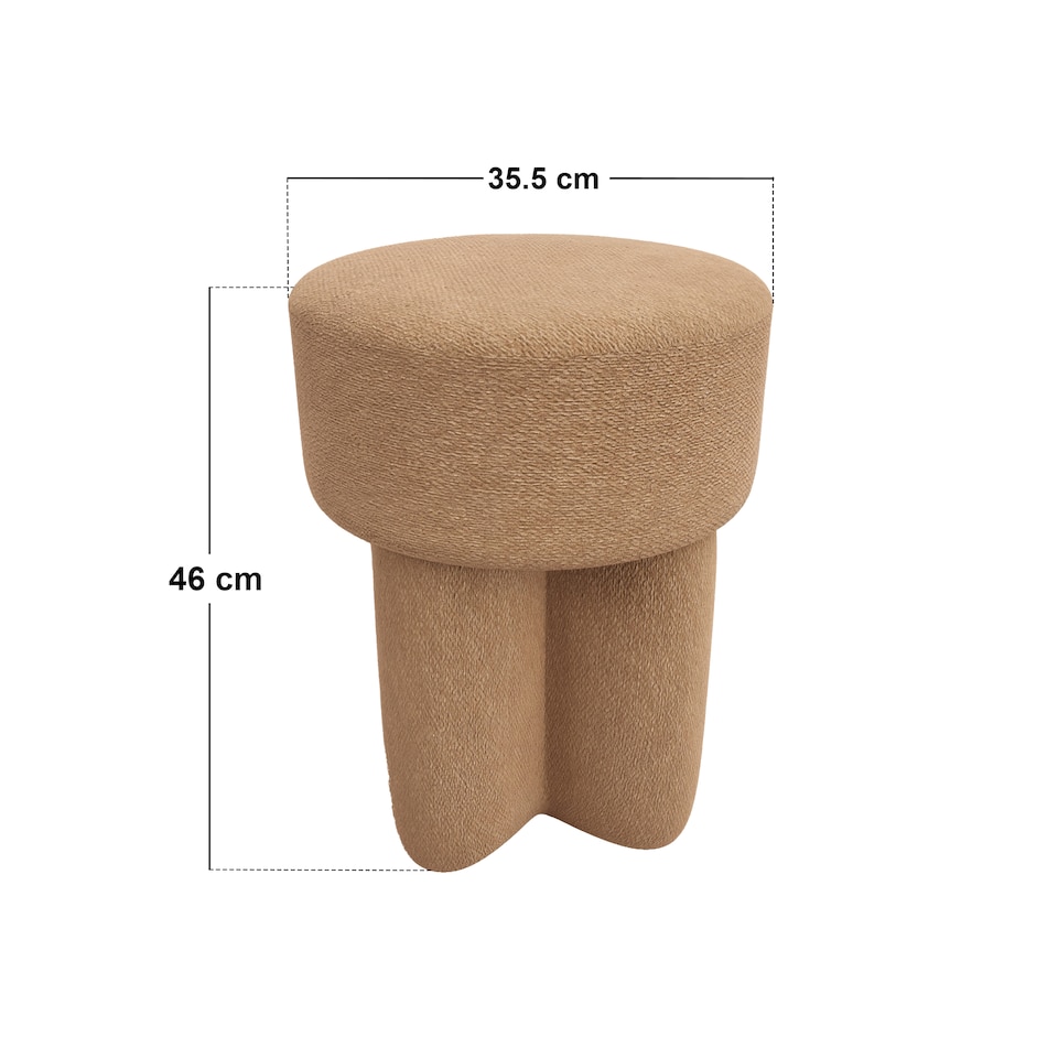 image 1 of SOLACE+CO Astrid Wave Chenille Round Pouffe Light Brown
