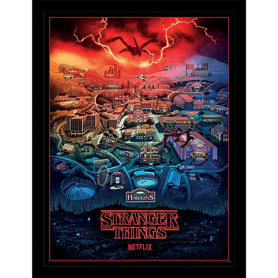 Stranger Things (Hawkins Town) Framed 30x40cm Print
