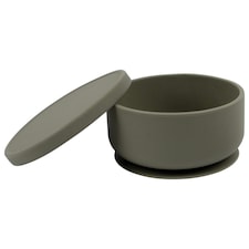 Tiny Dining Baby Silicone Suction Bowl with Lid - Silver Sage Green
