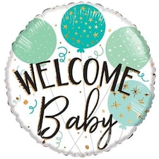 Welcome Baby Green Balloons Round ECO Foil Helium Balloon 46cm / 18 in