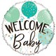 image 1 of Welcome Baby Green Balloons Round ECO Foil Helium Balloon 46cm / 18 in