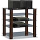 image 1 of Centurion Supports TRINITY Gloss Black 5 Shelf with Walnut Legs Flat Screen TV Rack Glass Stand | Multi | 1